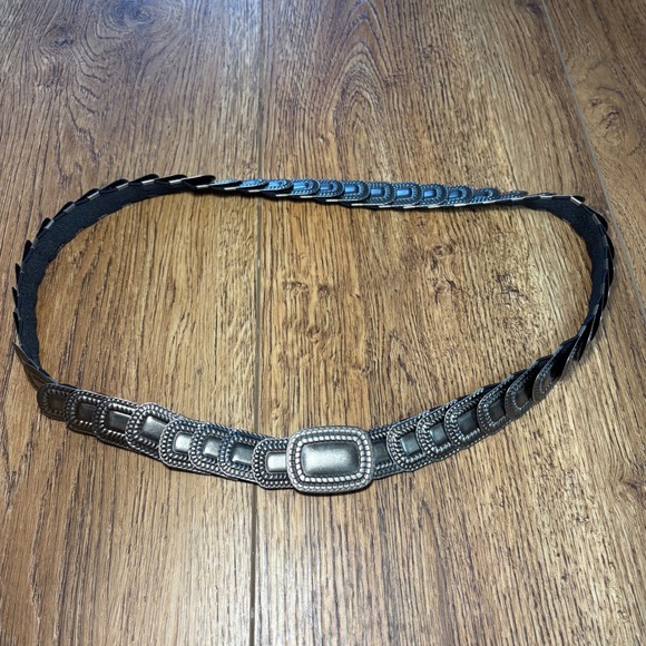 Accessories - Vintage Silver Western Concho Style Stretch Elastic Belt Moto Boho Womens S/M